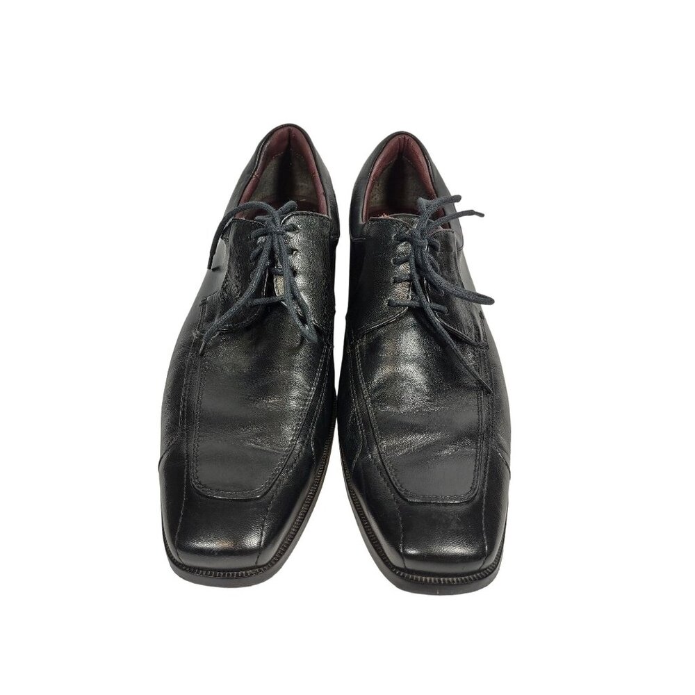 Johnston & Murphy Mens Calf Skin Loafers Black Lace Dress Shoes Brazil Size 9M